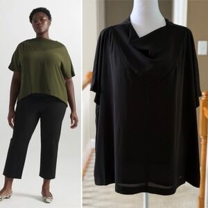 Pari Passu Maura Top Black Double Georgette Cowl Neck Blouse Womens Size 16 NEW